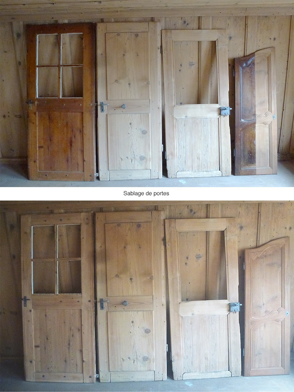 Sablage des portes en bois